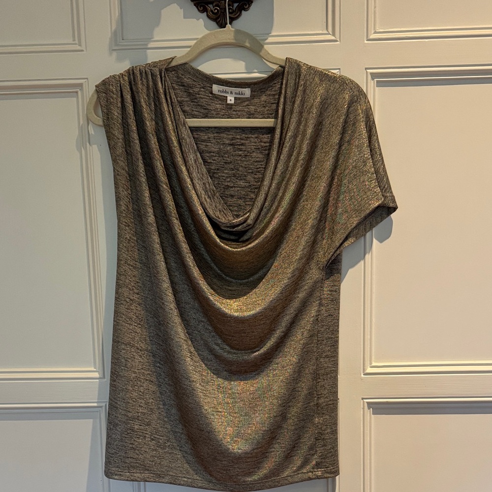 Metallic Draped Top